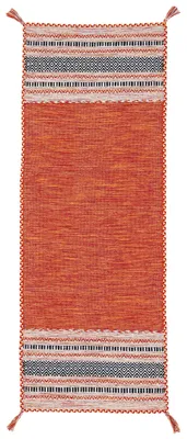 Produktbild von Flachgewebeteppich Kelim Azizi Läufer orange 80x500 cm | Moderner Teppich für Wohn- und Schlafzimmer