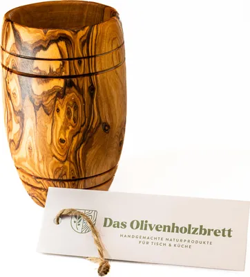 Produktbild von Köcher aus Olivenholz in bauchiger Form 14 cm