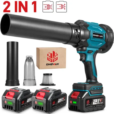 Produktbild von ONEVAN Akku-Laubbläser und Laubsauger 2-in-1, 1000 W, bürstenlos, für Garten und Auto