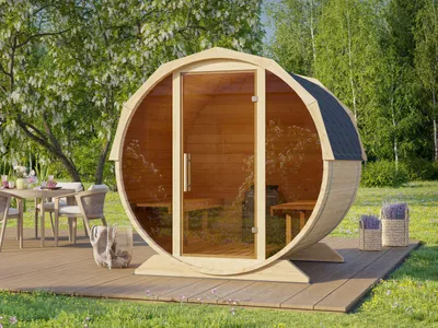Produktbild von Fjordholz Fass-Sauna Modell Elina
