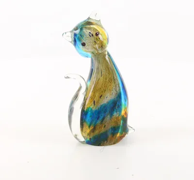 Productafbeelding van A Murano Style Glass Figurine Of A Cat