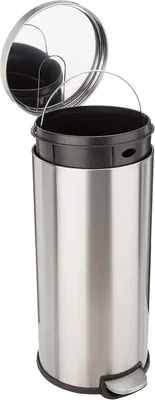 Produktbild von Mülleimer mit Pedal, 30 Liter - Runder Mülleimer mit Soft-Close-Deckel - Gebürsteter Edelstahl - Silber