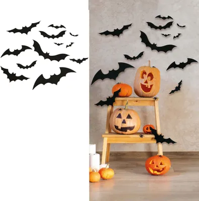 Immagine prodotto di Pipistrello decorazione Halloween sagoma motivi decorazione da parete accessori festa sagoma spaventosa, colore: nero