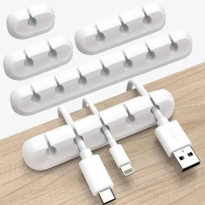 Produktbild von Kabelclips Kabelhalter Kabelführung - Silikon - 5 Stück - Weiß
