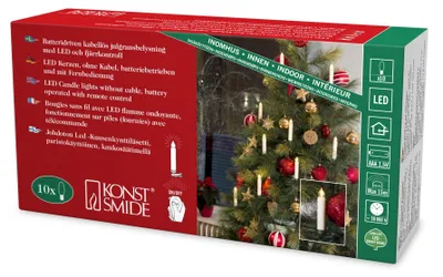 LED-Baumkerzen-Set, 10 St., batteriebetrieben, warmweiß, 10 cm