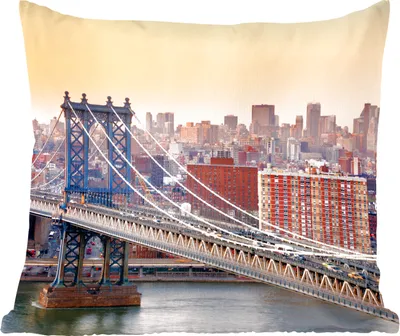 Produktbild von MuchoWow® Zierkissen Sofakissen Wohnzimmer Dekokissen 45x45 cm Manhattan-Brücke in New York - Schlafpolster - Polster für das Sofa