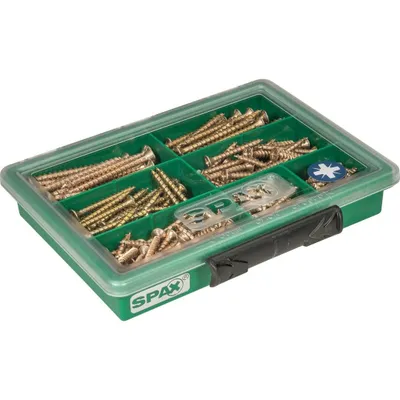 Produktbild von Spax Sortimentskasten 3 x 16, 30 mm 4 x 30, 35, 40 mm 4.5 x 50 mm 5 x 60 mm