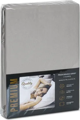 Zdjęcie produktu dla Prześcieradło Jersey 4 z gumką 220x200 srebrne na wysoki materac 30 cm 190 g/m2 Eurofirany