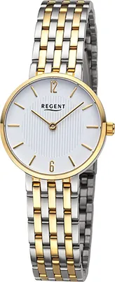 Produktbild von Regent Damen Uhr Metallarmband Metall Armbanduhr Analog silber gold URF1486