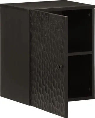 Image de vidaXL Armoire murale de salle de bain noire 38x33x48 cm bois massif mangue
