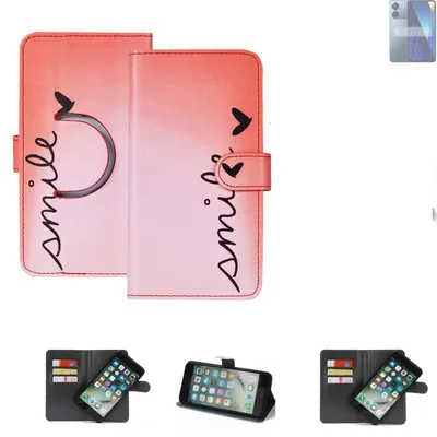 Produktbild von K-S-Trade Schutzhülle Handyhülle kompatibel mit Xiaomi POCO C65 Hülle cover bookstyle Etui ''smile'' rot Standfunktion Kameraschutz (1Stk)