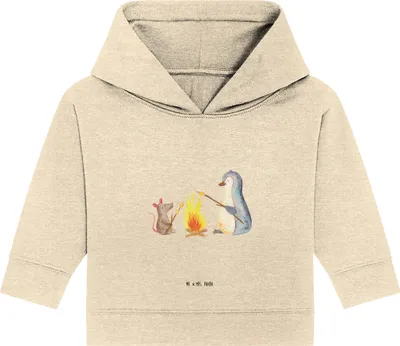 Produktbild von Mr. & Mrs. Panda Organic Baby Hoodie Pinguin Lagerfeuer 24. - 36. Monat - Natural Raw - Geschenk, Kapuzensweatshirt, Kapuzenshirt, Maus, Liebe