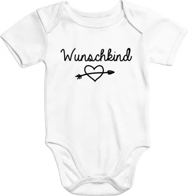Produktbild von Moonworks® Kurzarm Baby-Body mit Aufdruck Wunschkind Baumwolle  weiß 0-3 Monate
