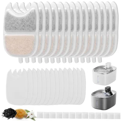 Productafbeelding van Vervangingsfilters voor kattenfonteinen, 14 stuks + 14 schuimfilters voor 4 liter drinkfonteinen, draadloos