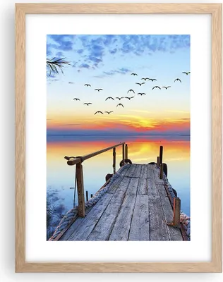Produktbild von Gerahmtes Poster - Rahmen in heller Eiche - Brücke See - 30x40 cm - Wand Bild - Wanddeko - Wandbilder - Kunstposter - Wandposter - Bilderrahmen - Bilder - Kunstdruck - Wandbild - P2NPA30x40-3818