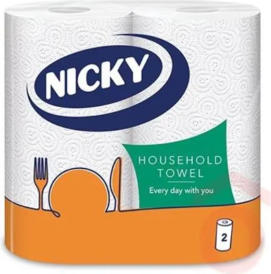 Obrázek produktu pro Utěrky kuchyňské Nicky, 48 útržků, 20,8 x 21 cm, 10 m, 2 vr., bílé, 2 ks