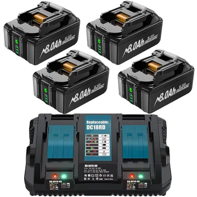 Image de Batterie de rechange, capacité de 8 000 mAh, compatible avec les outils électriques, 4 chargeurs 8,0 Ah 6 A, 18 V-c