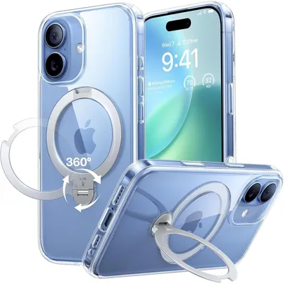 Produktbild von iPhone 17 Hülle mit 360° Ständer & MagSafe, Militärschutz, Transparent