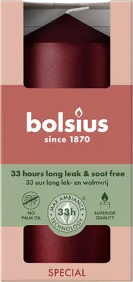 Produktbild von Bolsius Stumpenkerze metallic rot 12 cm Ø 5,8 cm