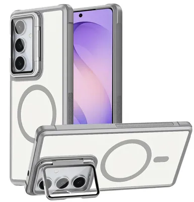Image de Housse de protection pour Samsung Galaxy S26, anneau métallique pour recharge sans fil, protection d'appareil photo rabattable, support en verre