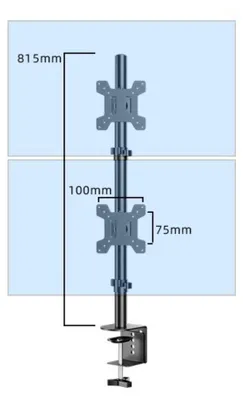 Produktbild von INF Dualer vertikaler Monitorhalter Klemme Schwarz Stahl 14-27 inch Büro