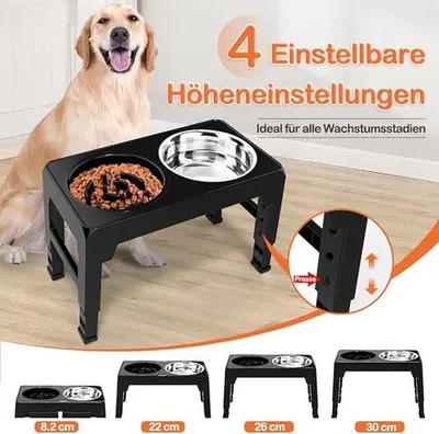 Produktbild von Famanu Erhöhte Hundenapfstation mit langsamer Fütterung - verstellbare Höhe