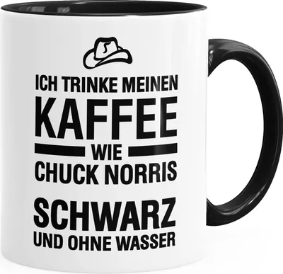Produktbild von Ich trinke meinen Kaffee wie Chuck Norris - schwarz und ohne Wasser Tasse MoonWorks® schwarz unisize