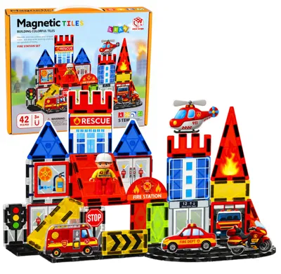 Obrázok produktu pre Magnetické stavebné bloky Požiarna stanica Požiarna stanica 42 ks.