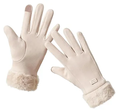Produktbild von Damen Winter Touchscreen Handschuhe Thermo mit Plüschmanschette Polyesterfaser Einheitsgröße