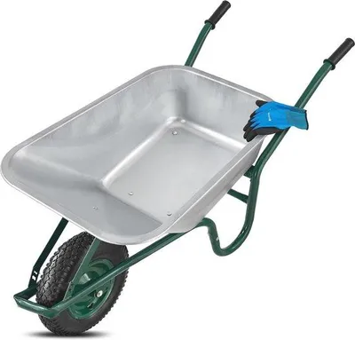 Image de Chariot de jardin, capacité de 100 l, charge maximale de 210 kg, roues pneumatiques, structure galvanisée