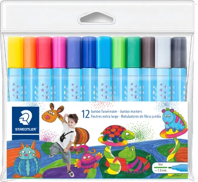 Produktbild von STAEDTLER Jumbo Fasermaler Noris Club dreieckig 12er Etui Minenstärke 3,0 mm