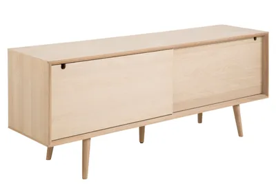 Produktbild von Canes Sideboard mit 2 Türen aus Eiche Furnier und massive Eiche weiss gelaugt.
