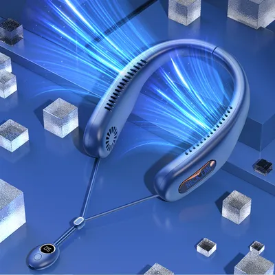 Produktbild von 5. Gang Tragbar Nackenventilator 360° Hals Ventilator USB Wiederaufladbare ,Bürstenlosen Motor，Magnetischer Halsventilator zum Aufhängen，Blau