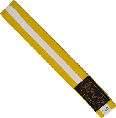 Produktbild von TEKKA BUDO Kampfsport Gürtel mit Mittelstreifen gelb-weiß 240 cm 2-farbig - Budogürtel, Karate, Judo, Taekwondo, Ju-Jutsu