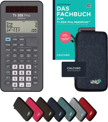 Produktbild von TI-30X Prio MathPrint inkl. Schutztasche Blau & Fachbuch (80 Seiten, DIN A5) – Wissenschaftlicher Rechner  – Smart Set