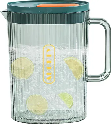 Produktbild von 2000 ml Wasserkanne aus Kunststoff mit Deckel und Griff - BPA-frei - Transparente Kühlerkanne