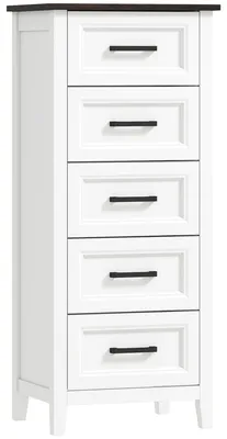 Immagine prodotto di Cassettiera 45x35x106 cm con 5 Cassetti in MDF Bianco e Marrone