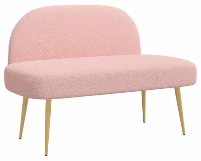 Image de Banc rembourré avec dossier Rose 110 x 60 x 76 cm Bouclé