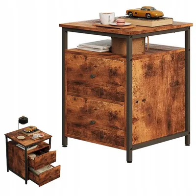 Zdjęcie produktu dla Szafka nocna stolik sypialni salonu szuflady loft brąz rustykalny retro