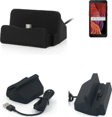 Produktbild von K-S-Trade Docking-Station kompatibel mit Samsung Galaxy XCover 5 Ladestation Dock Ladegerät Docking Station Tischständer Ständer inkl. USB Typ C