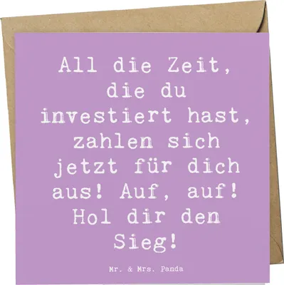 Produktbild von Mr. & Mrs. Panda Glückwunschkarte Spruch Sportliche Wettkämpfe Erfolg - Lavendeltraum - Geschenk, Unterstützung, Athleten, faltkarte, Vertrauem, Trost, Mutmacher