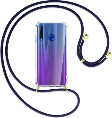 Produktbild von Handykette Backcover-Schutzhülle mit Band (Metall goldfarben) für Honor 20 Lite / 20e - dunkelblau