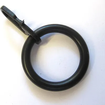 Produktbild von 10 Stück Gardinenringe mit Faltenhaken Kunststoff Schwarz Stil Ø 12-20 mm