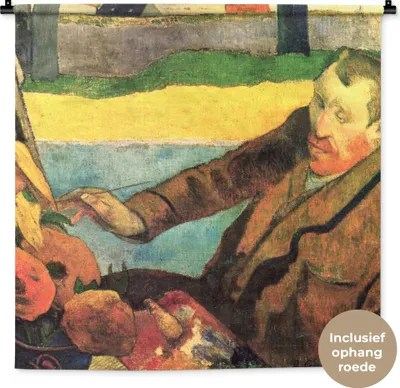Produktbild von MuchoWow® Wandteppich Wandbehang Der Sonnenblumenmaler - Vincent van Gogh 90x90 cm Tapisserie Dekoration Wandtuch - Wandaufhänger