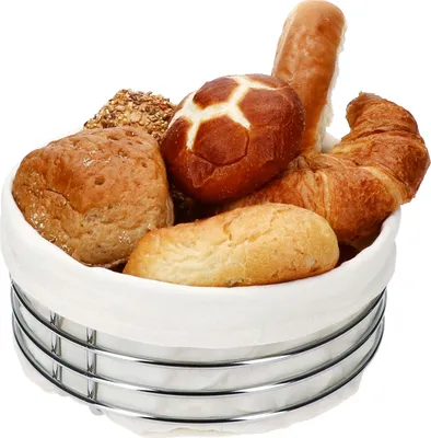 Produktbild von LifeStyle Brotkorb Ø23,5cm rund Metall Körbchen Stoff Beige Brötchen Frühstück