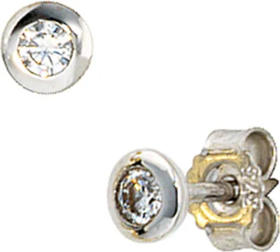 Produktbild von Ohrstecker Stecker mit Zirkonia 3.9mm 375 Gold Weißgold Ohrringe für Damen