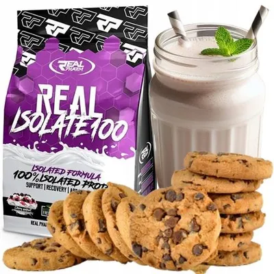 Immagine prodotto di Isolato proteico WPI 0 zuccheri Real Pharm Real Isolate 100 700 g biscotti