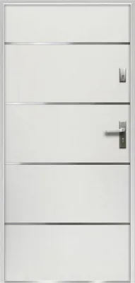 Produktbild von Eingangstür aus Stahl, voll und Edelstahl H207 x B100 cm weiß - Stärke 55 mm - DIN links - NAXARA