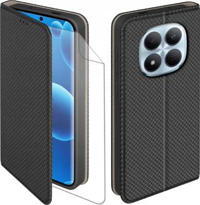 Immagine prodotto di Etui z klapką do Xiaomi Redmi Note 15 5G Zamykane Czarne Futerał + Folia