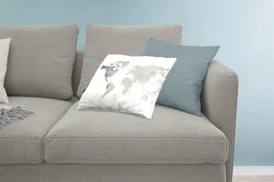 Produktbild von MuchoWow® Zierkissen Sofakissen Wohnzimmer Dekokissen 60x40 cm Weltkarte - Grau - Weiß - Kopfkissen - Polster mit Foto
